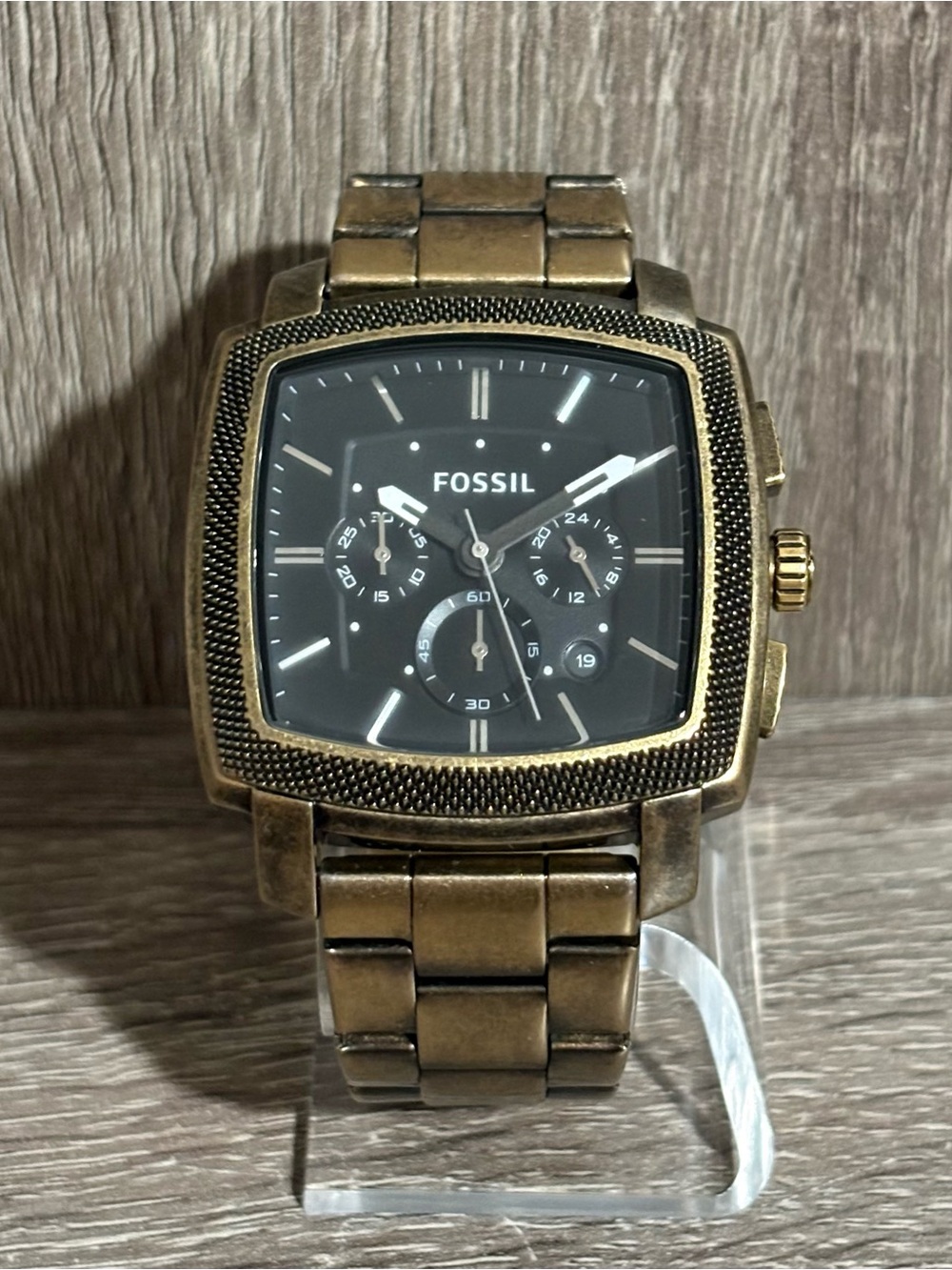 Bronze Fossil Machine Tank Chronograph Men’s Watch With New Battery